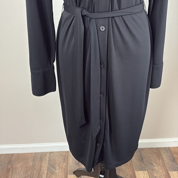 The Limited Shirtdress Ruched Front Tie Waist Long Sleeve Black Size L - Picture 4 of 11